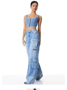 Alice and Olivia Cay Baggy Denim Cargo